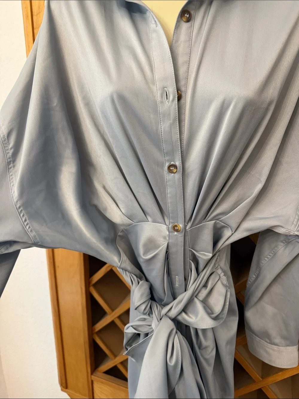 MABLE Light Blue Button-Front Shirt Dress - Picture 3 of 7